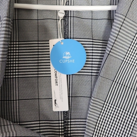 Cupshe Gray Oversized Blazer Plaid - Picture 9 of 11